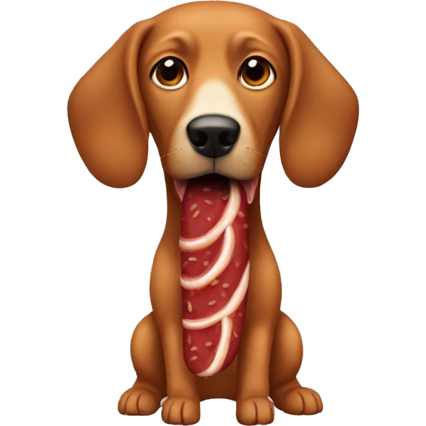 Perro salchicha disfrazado de salchicha  emoji