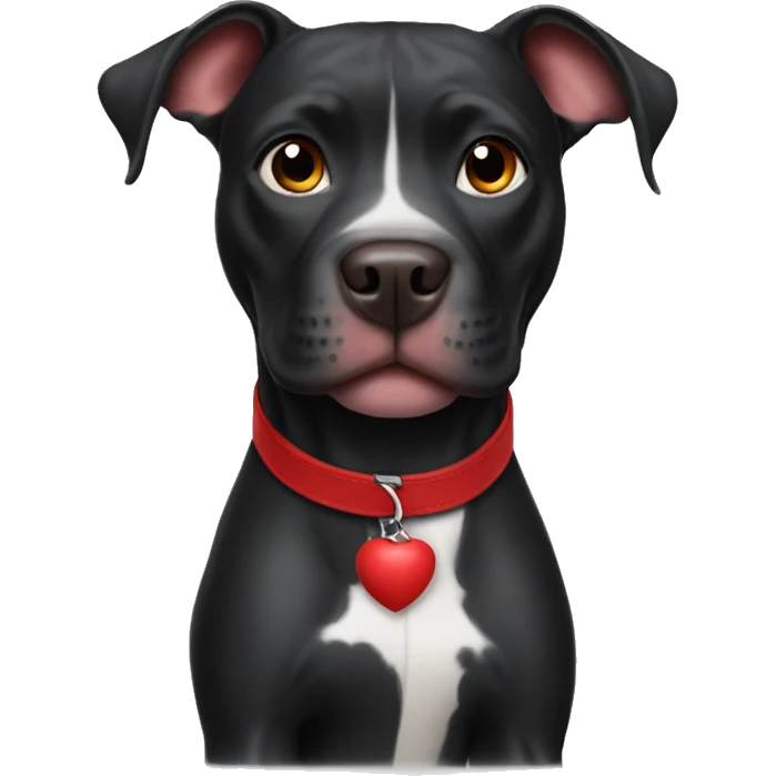Black pitbull with red toy emoji