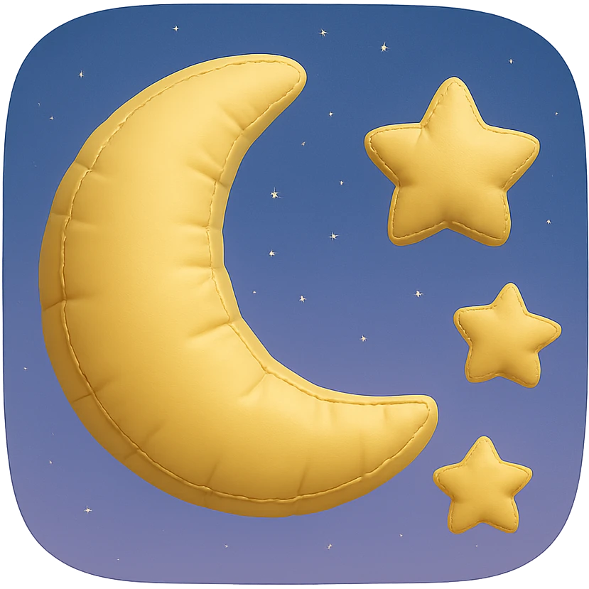 moon and stars with a gentle gradient night sky background, soft and inviting emoji