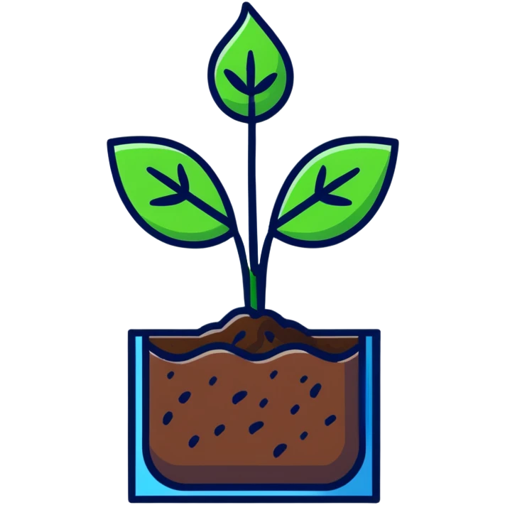 A small green plant sprouting from soil, growing upwards, with a blue progress bar above it indicating gradual improvement emoji