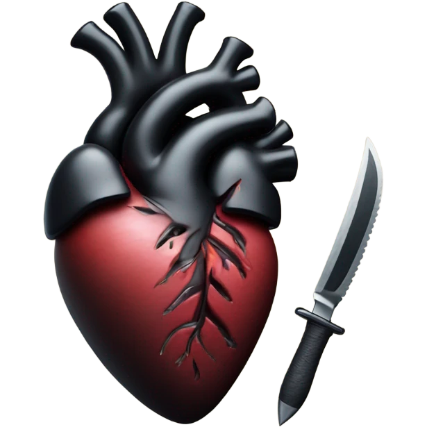 anatomical heart black  with a knife emoji
