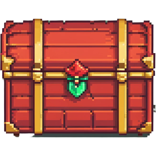 A red RPG treasure chest with gold trim, 16-bit style emoji