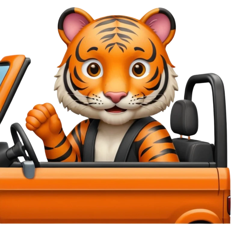 Tiger driving pickup truck emoji