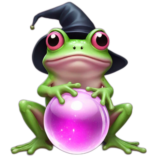 pink Witch frog with crystal ball emoji