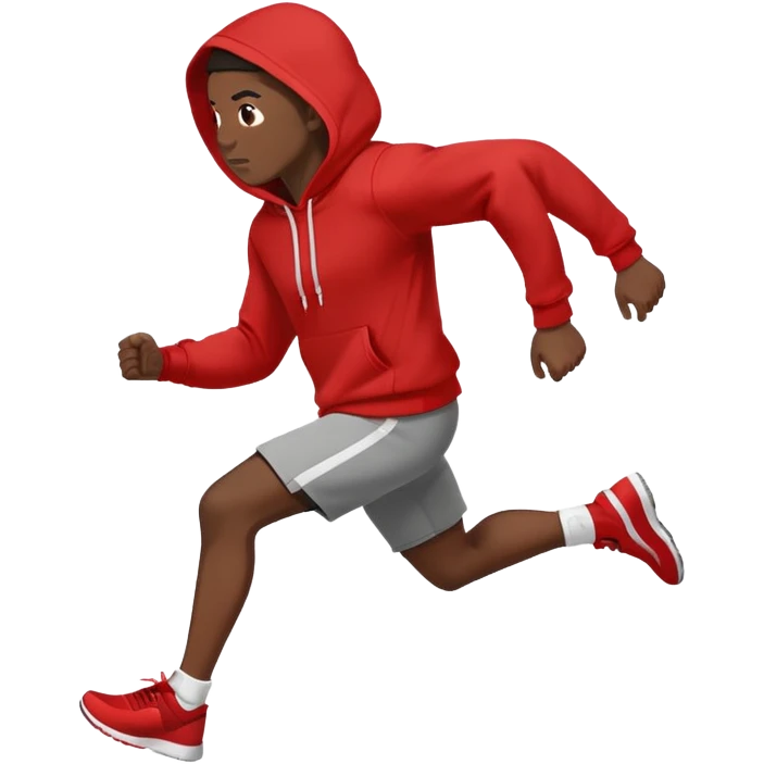 Black Man Wearing Red Hoodie. and running. right side emoji