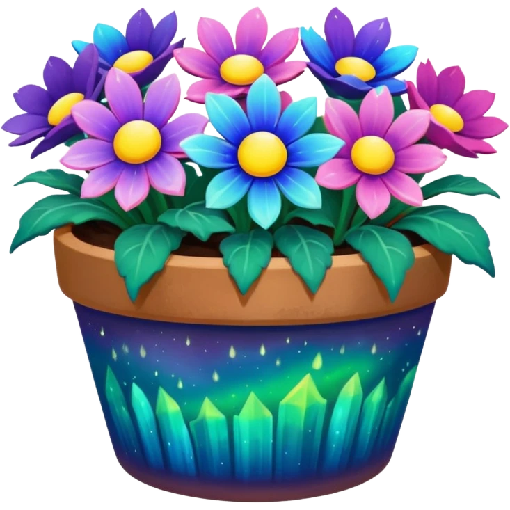 aurora borealis Painted flower clay pot of aurora borealis Petalled Flowers emoji