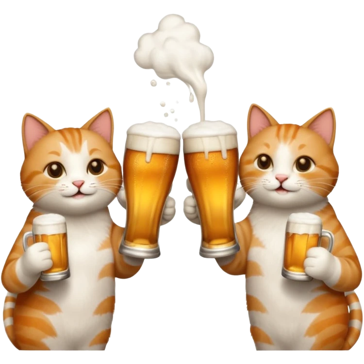 four happy cats drinking beers together toasting emoji