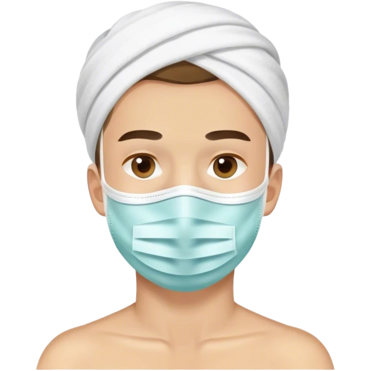 Boy with face mask spa beauty full face relaxing emoji