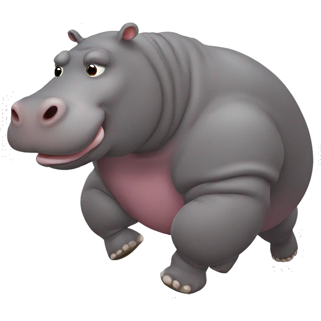 fat hippo running and kicking emoji