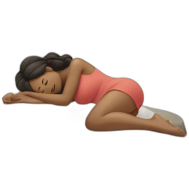 A pregnant woman laying on her back on a rock emoji