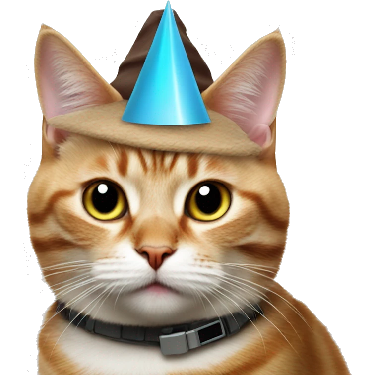 cat wearing a birthday hat at a star wars birthday party emoji