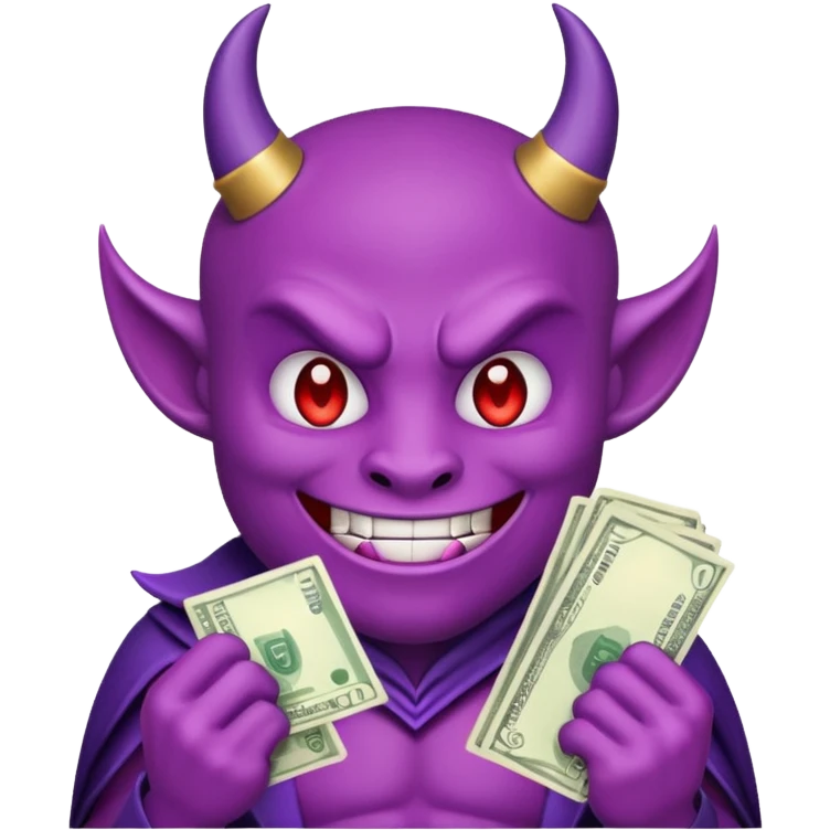 purple devil emoji with money emoji