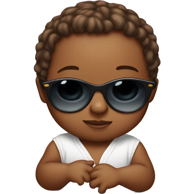 Baby in sunglasses with onsie emoji