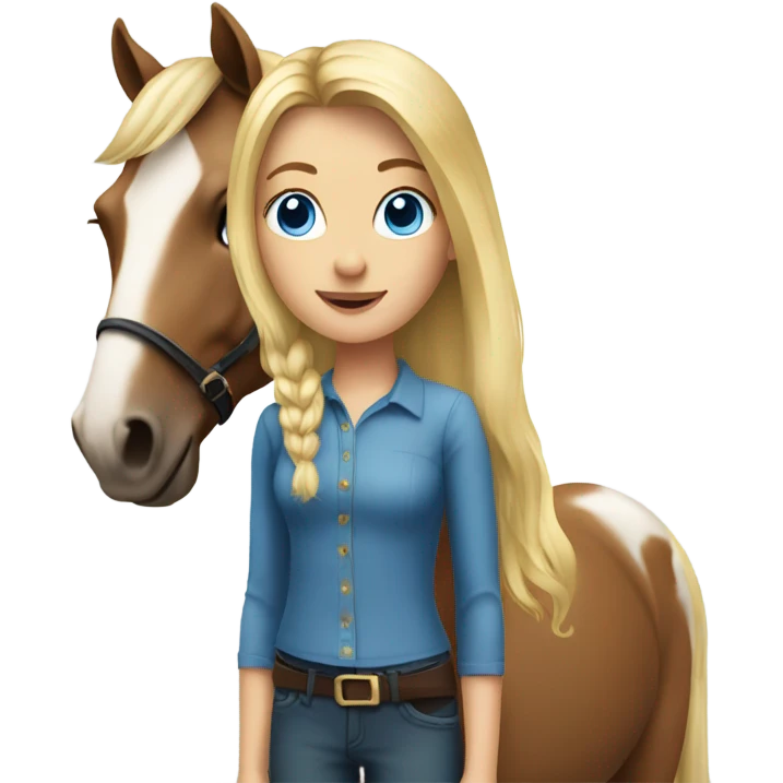Horse and girl blonde with blue eyes  emoji
