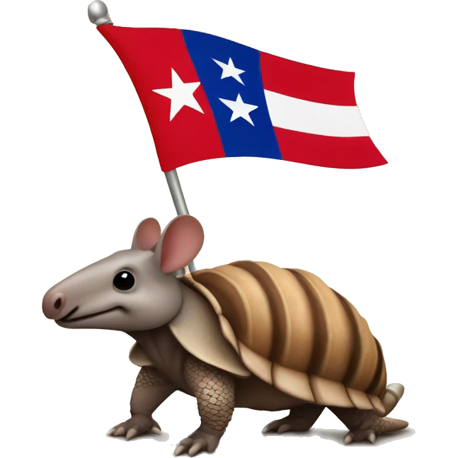 Armadillo holds a Texas flag emoji