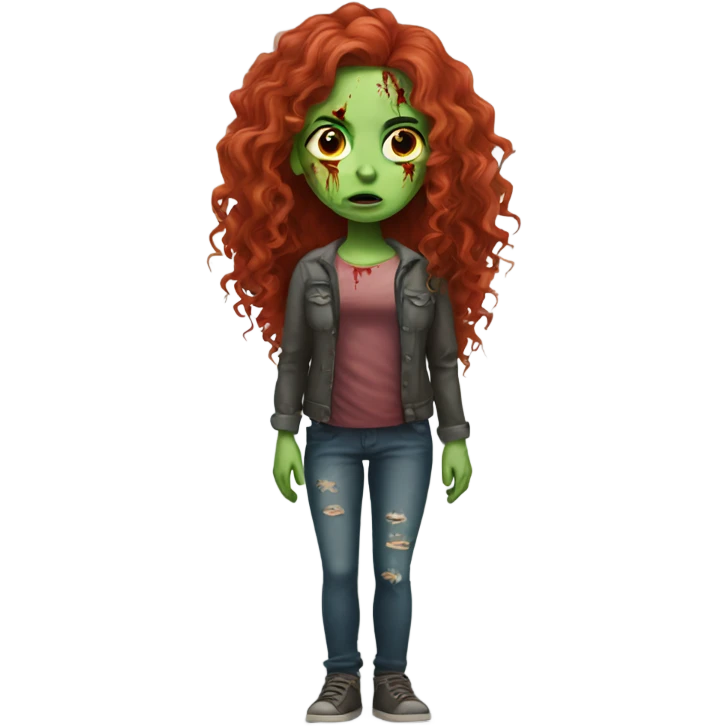 Zombie girl with long red curly hair emoji