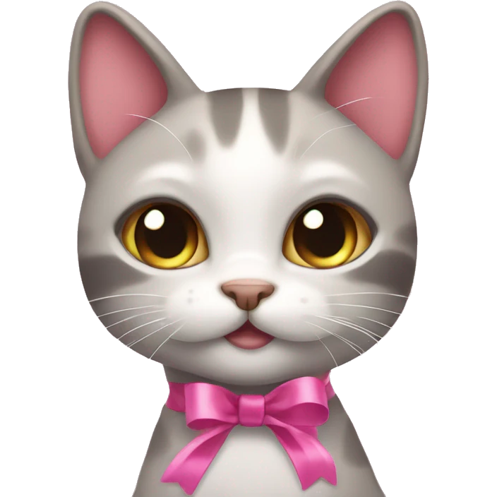Siamés cat with pink ribbon emoji