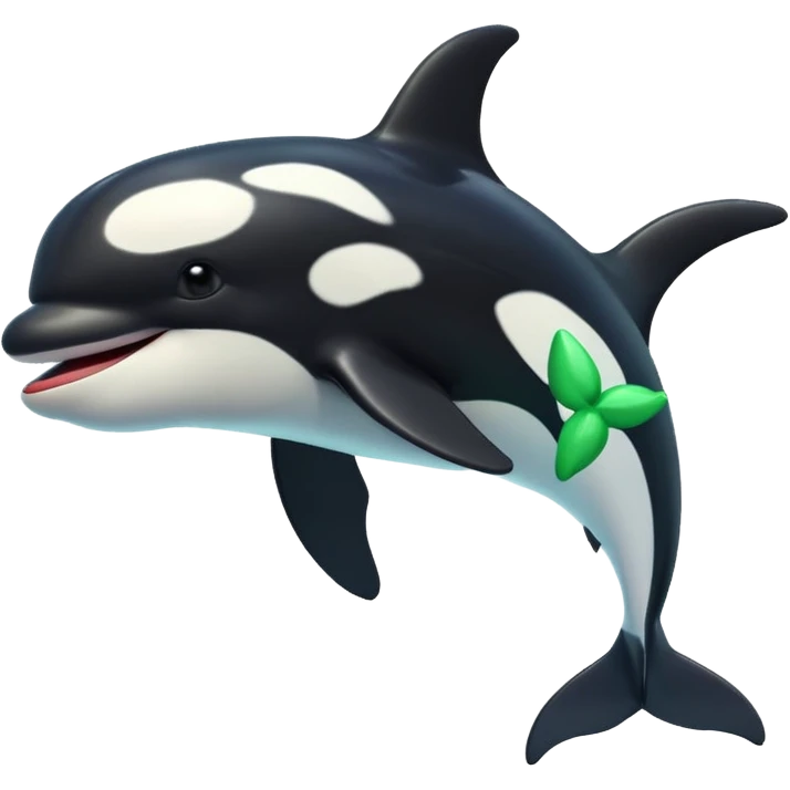 3d Cartoon orca with a green tick next to it emoji