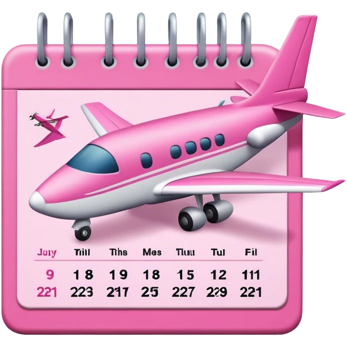 Pink calender with plane by it emoji