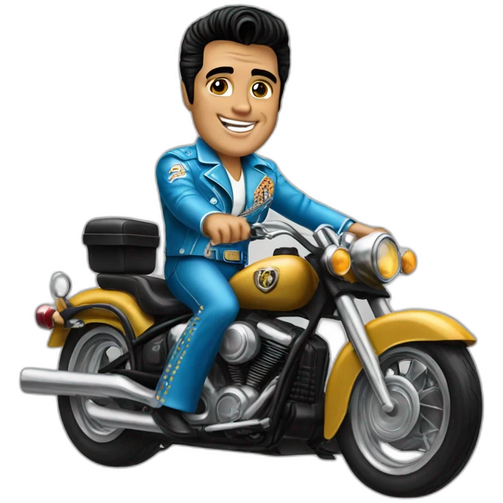 elvis presley riding motorcycle with pelé emoji