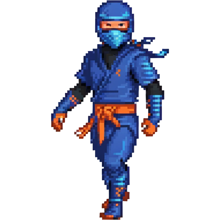 masked ninja with blue costume in dynamic pose emoji