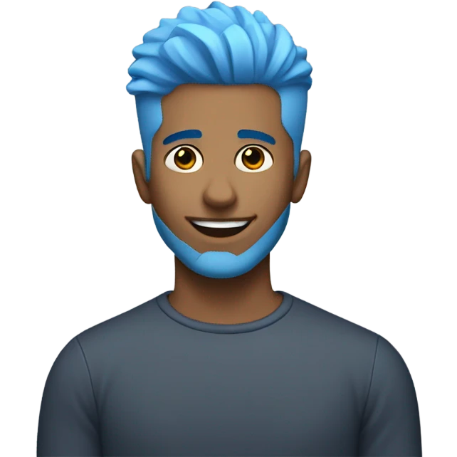 Blue haired guy with a low taper fade emoji