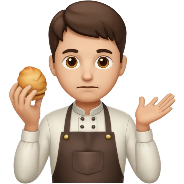thinking cafe boss emoji with apron and thoughtful expression emoji