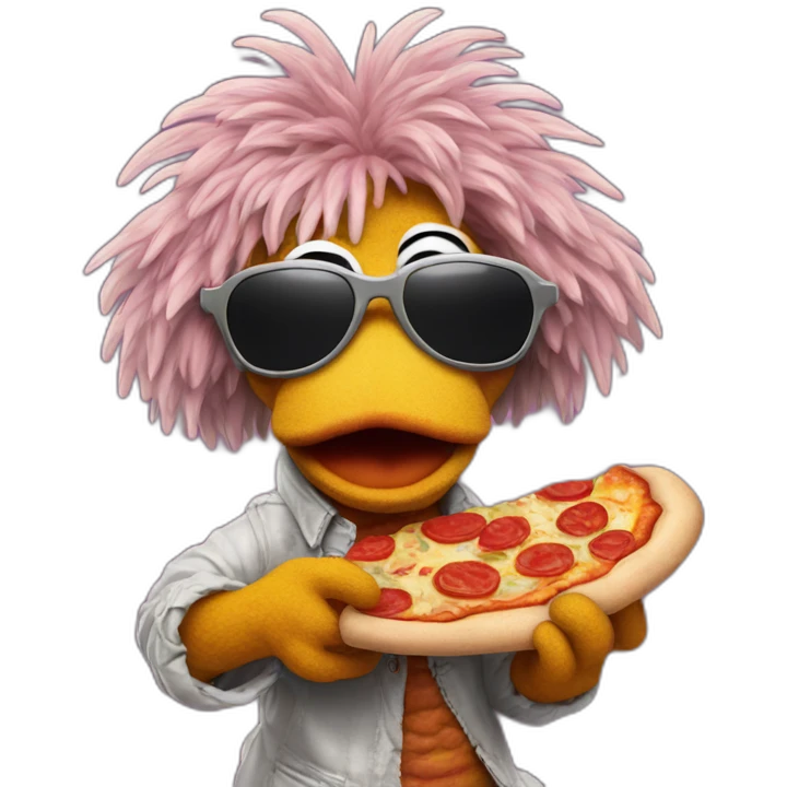 Fraggle with sunglasses eating pizza  emoji
