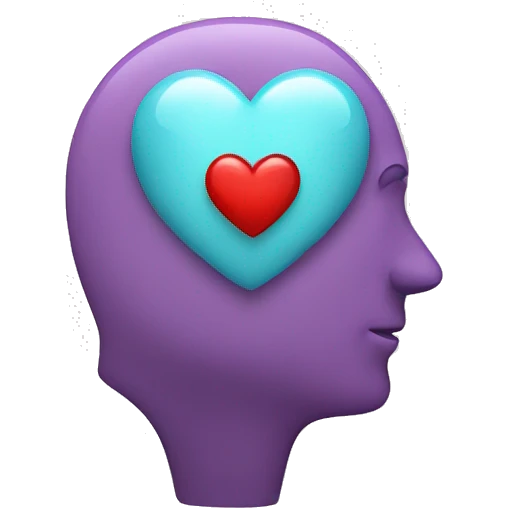 a head with a heart replacing the brain emoji