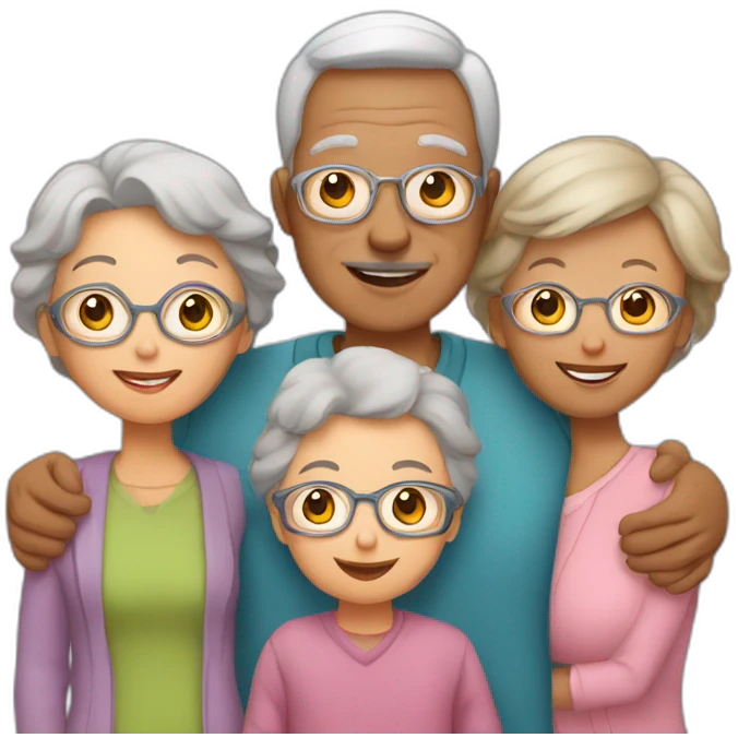 family of 3 with grandchild and 2 grandparents emoji