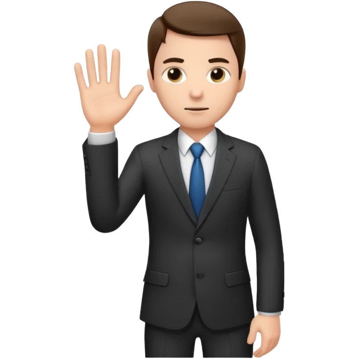 The businessman extends his hand to the side, as if he is about to take something. emoji