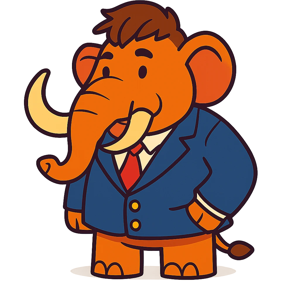corporate mammoth wearing navy blue blazer emoji