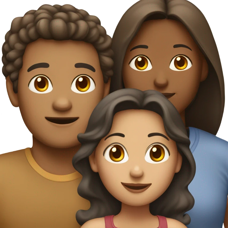 a four person family with: Light skin mother, brown Mother a Light Daughter and Brown Son emoji