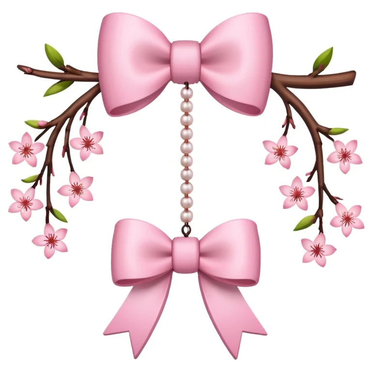 sakura bow with dangling beads emoji