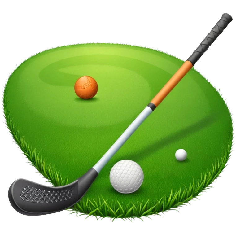 green grass, field hockey stick, field hockey ball emoji