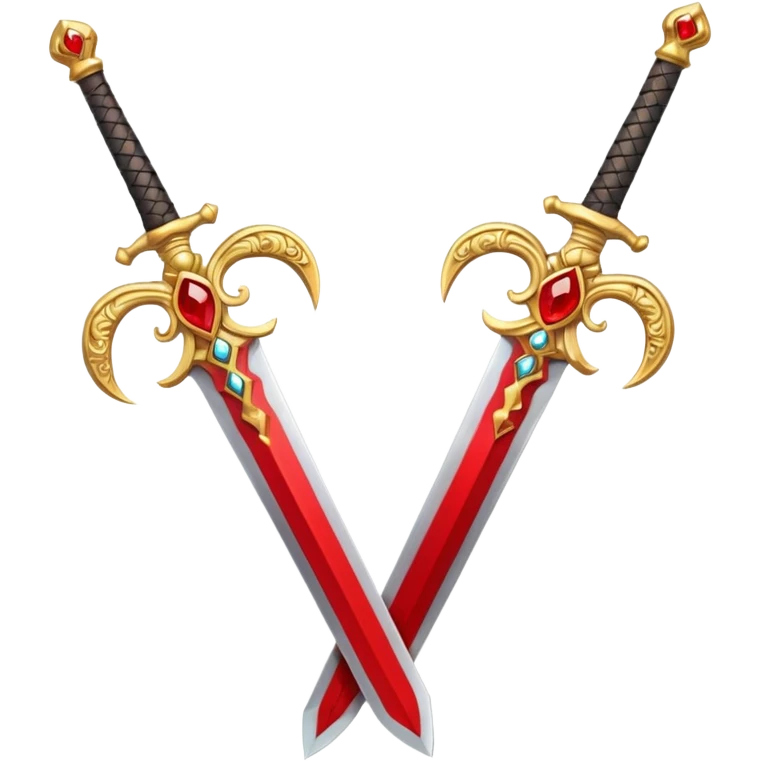 Two Golden royal swords with red gems emoji