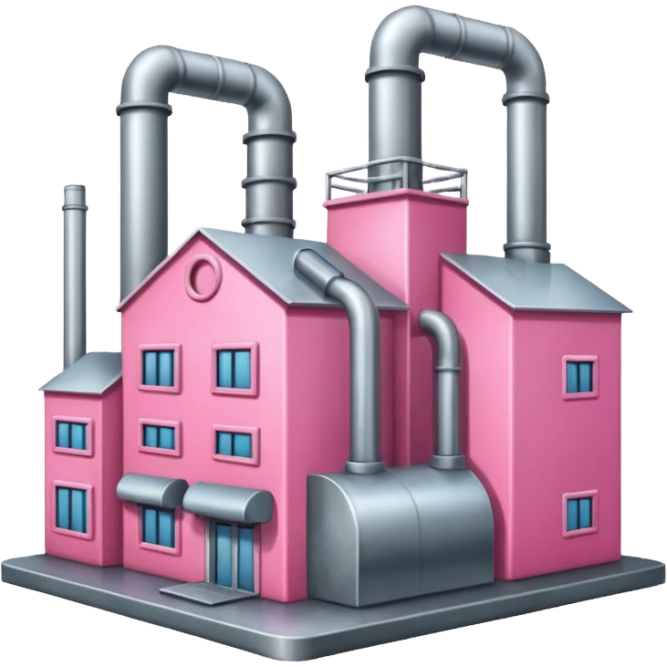 A pink factory transparent background emoji