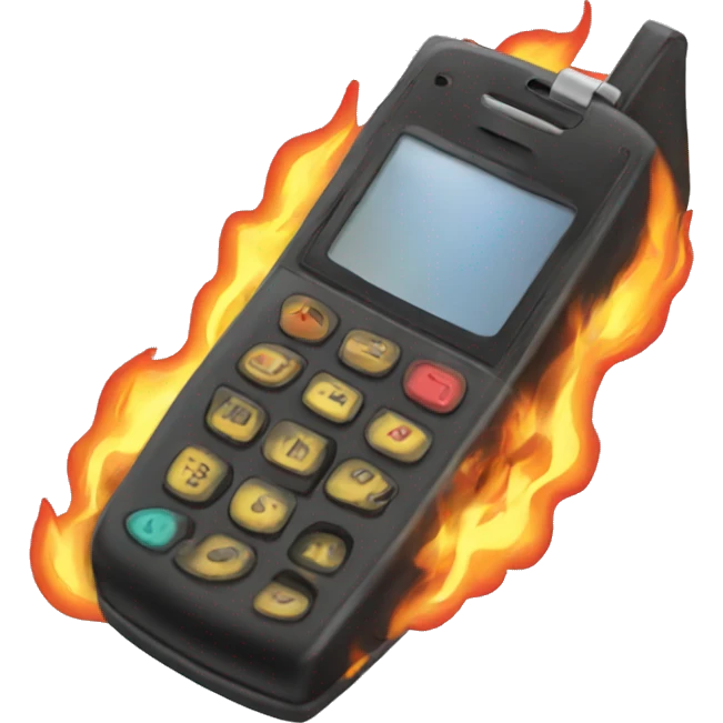 90s flip phone on fire emoji