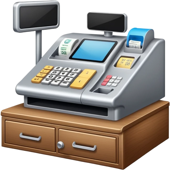 retail store checkout counter with cash register emoji