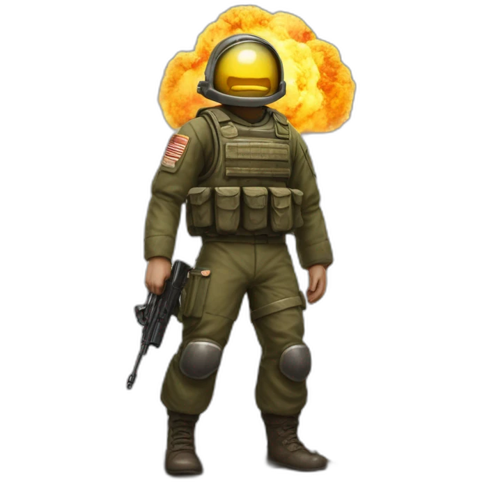Char d'assaut russe avec derrière des explosions emoji
