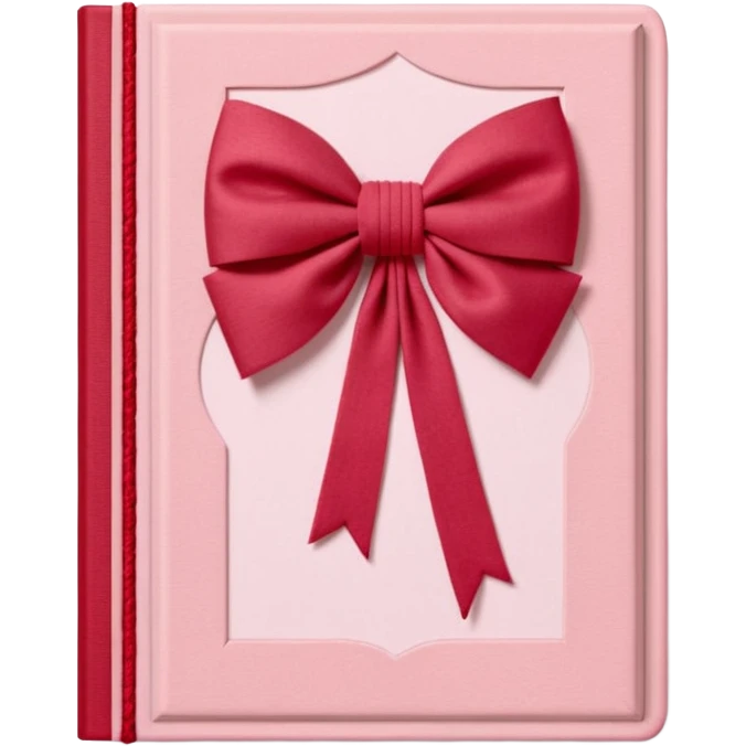 Junk journaling aesthetic book cover, tactile fabric textures, classic framing
Red yarn bow as focal point, soft shadows, calm pastel pink backdrop
Elegant, cozy, artistic, high-end print design emoji