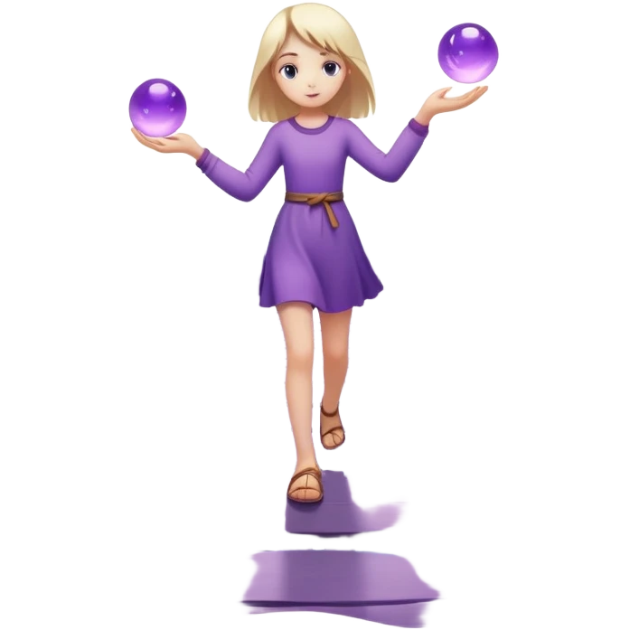 A small figure walks back broken bridge, holding soft 2 violet orbs in hand—symbolizing compassion and forgiveness. A gentle heart aura trails behind them, showing healing in motion. emoji