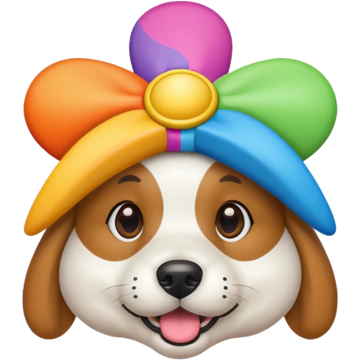 dog wearing a colorful propeller hat emoji