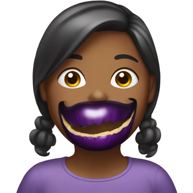 Girl eating eggplant emoji