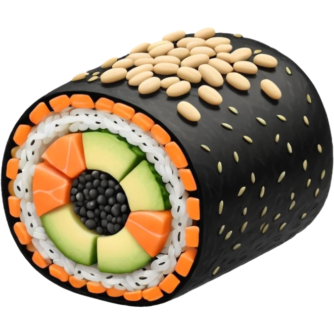 Roll bean sushi one in front of  emoji