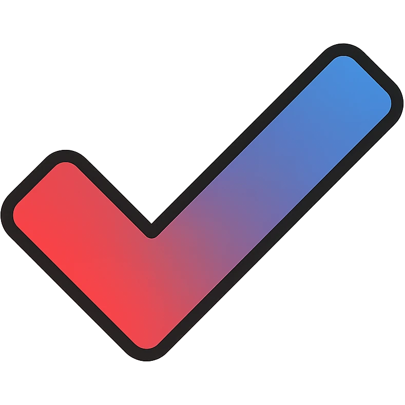 red blue gradient checkmark, color icon style emoji