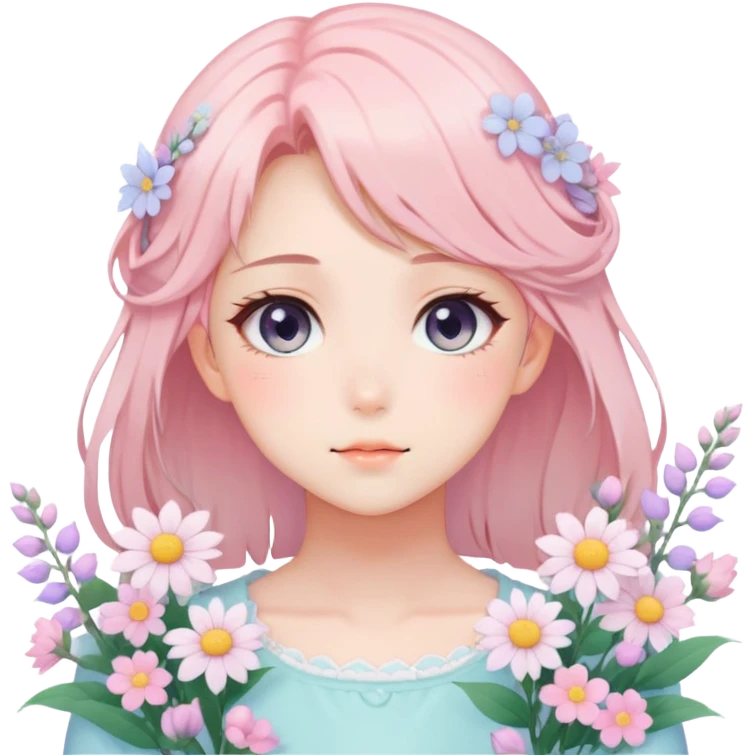 Dreamy pretty pastel flower anime girl aesthetic emoji
