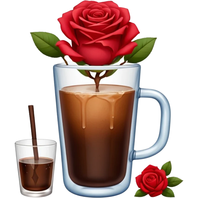 Cold brew coffee with roses denim red mini small size glas emoji