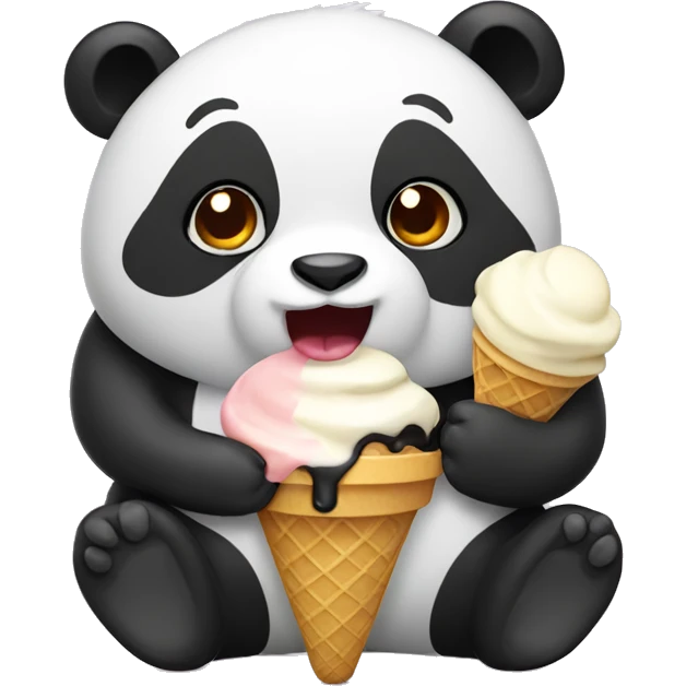 Panda eating ice cream emoji