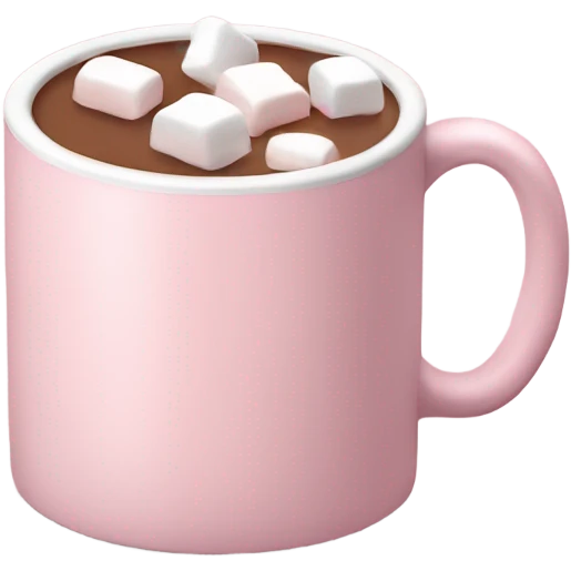 Light Pink mug of hot chocolate with marshmallows  emoji
